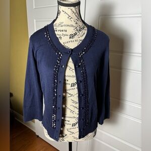 Kate Spade Navy Blue cardigan With Beads